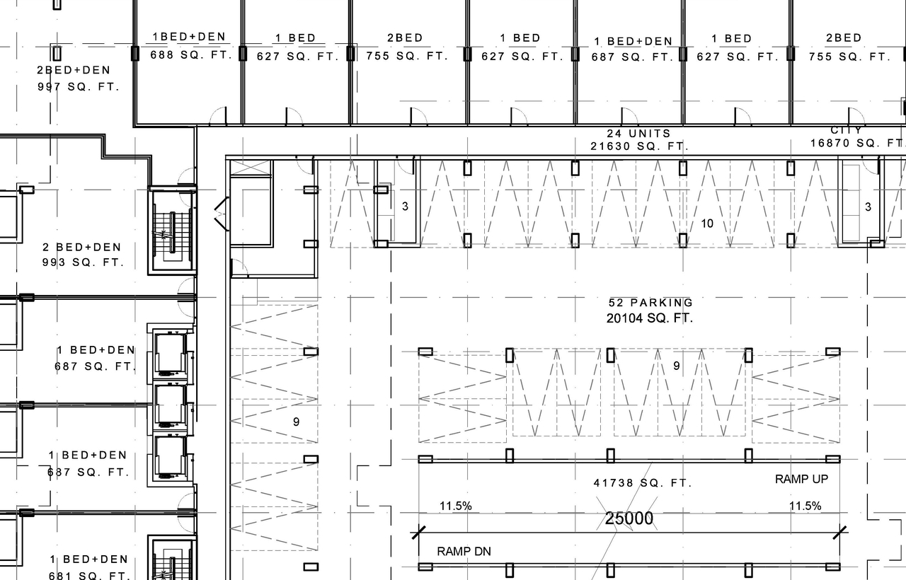 Construction site plan for project from page 1 of the file '2021-10-29 - Elevations, Floor Plans, Shadow Study - D07-12-21-0182'