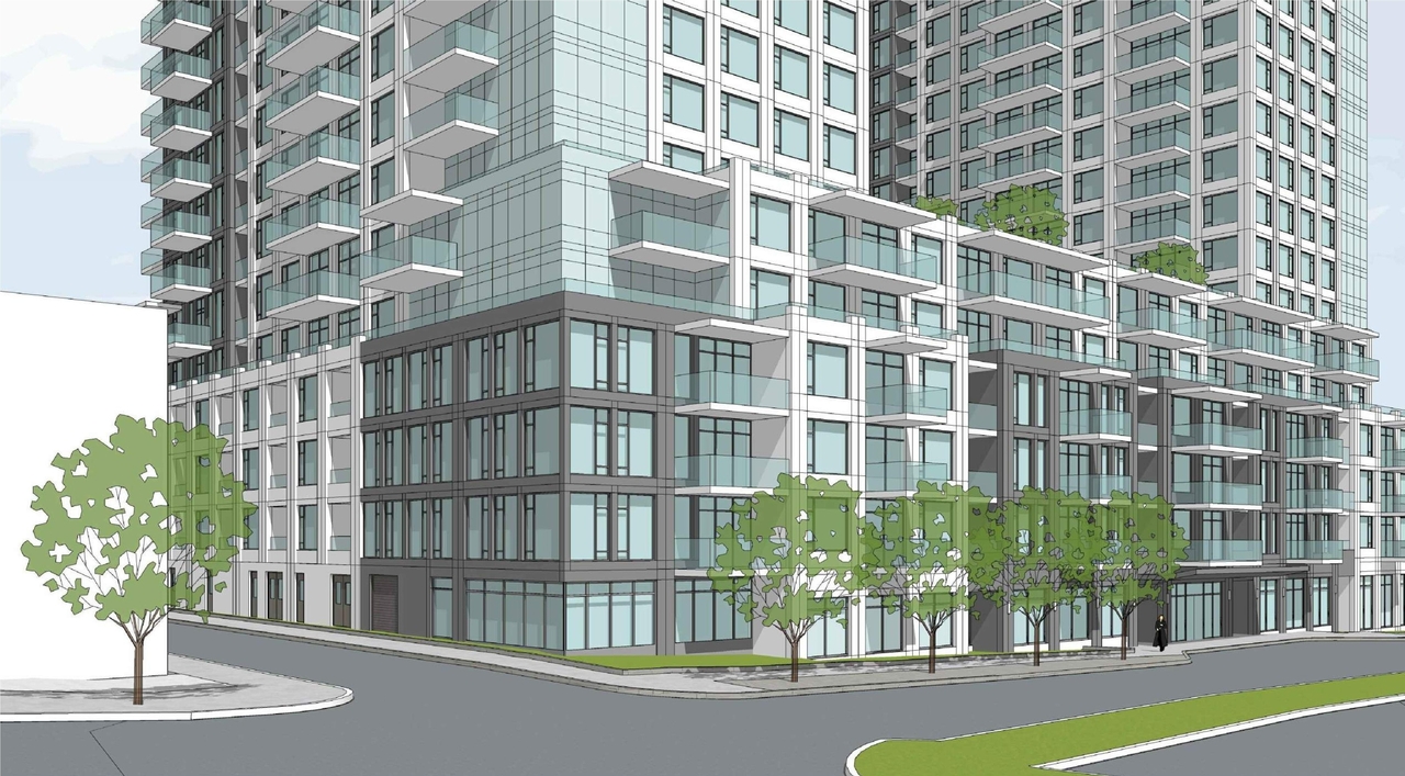 Rendering of building from page 6 of the file '2021-10-29 - Elevations, Floor Plans, Shadow Study - D07-12-21-0182'