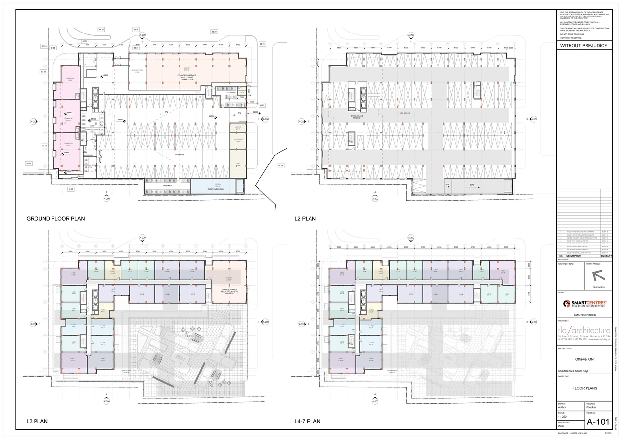 Construction site plan for project from page 1 of the file '2026-04-24 - Floor Plans - D07-12-21-0182'