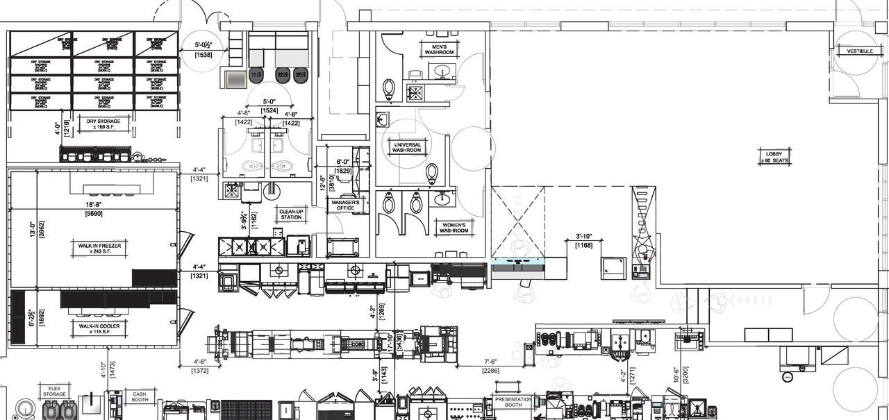 Construction site plan for project from page 1 of the file '2021-11-01 - Fast Food Retaurant Floor Plan - D07-12-21-0183'