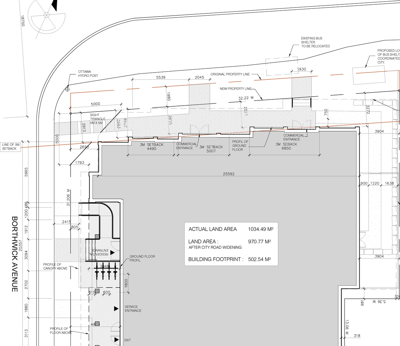 Construction site plan for project from page 1 of the file '2024-02-14 - Site Plan and Floor Plans - D07-12-21-0189'