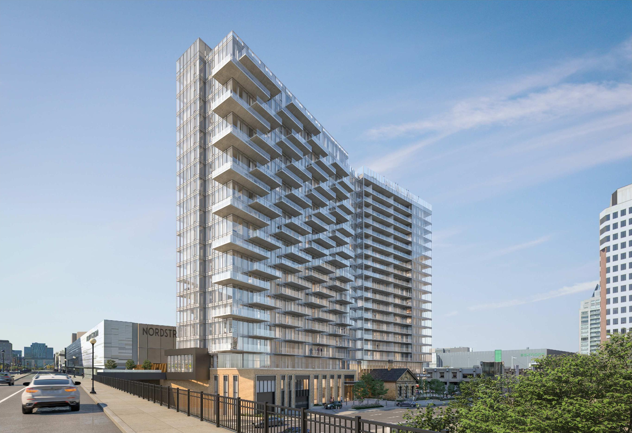 Rendering of building from page 18 of the file '2022-09-09 - Design Brief - D07-12-21-0197'