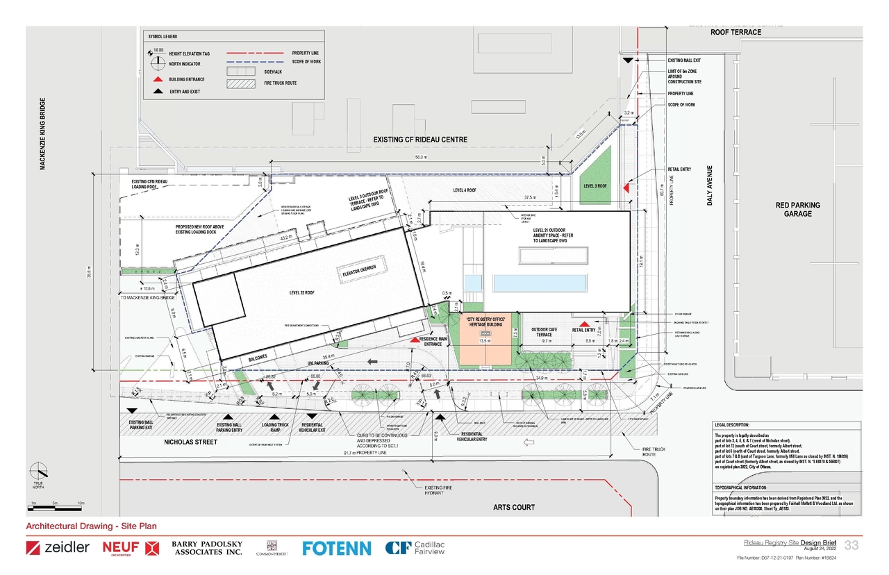 Construction site plan for project from page 33 of the file '2022-09-09 - Design Brief - D07-12-21-0197'