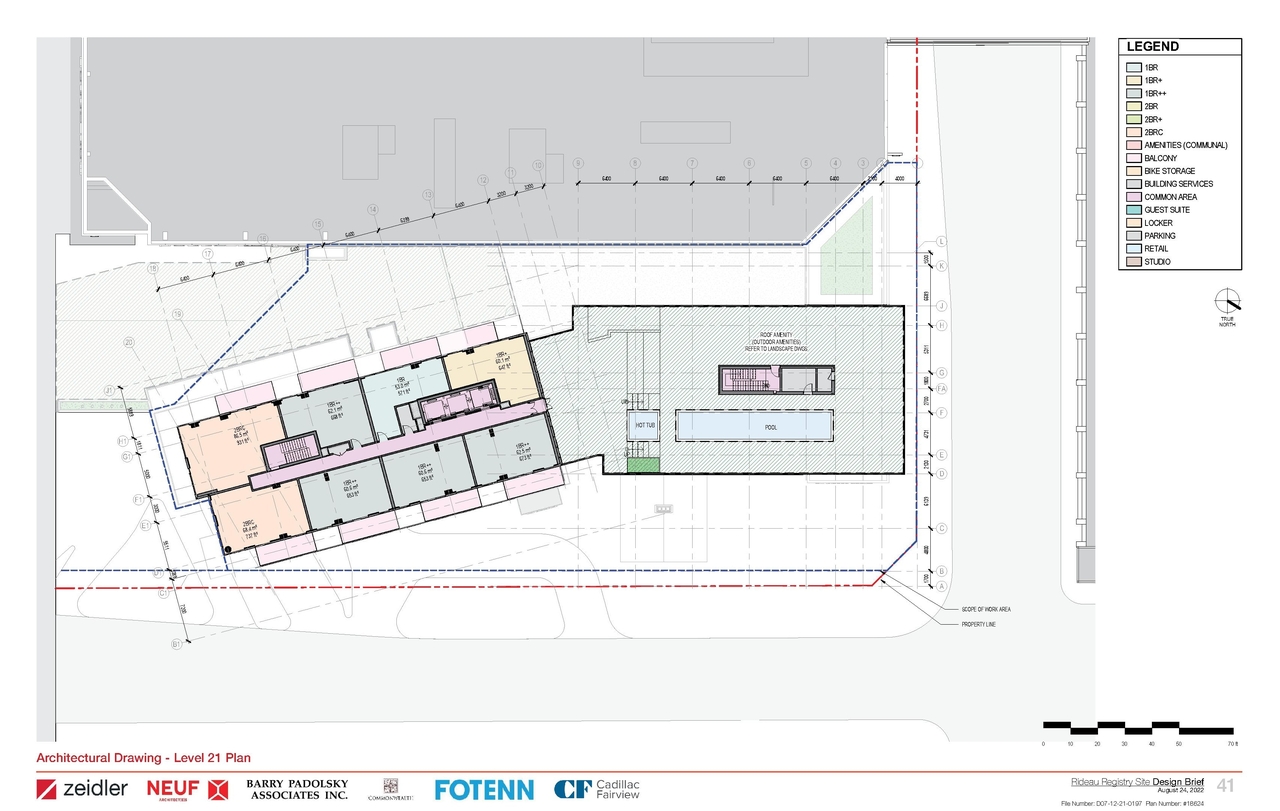 Construction site plan for project from page 41 of the file '2022-09-09 - Design Brief - D07-12-21-0197'