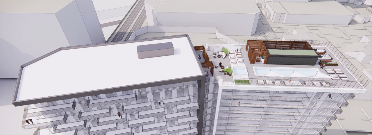 Rendering of building from page 16 of the file '2021-11-16 - Design Brief - D07-12-21-0197'
