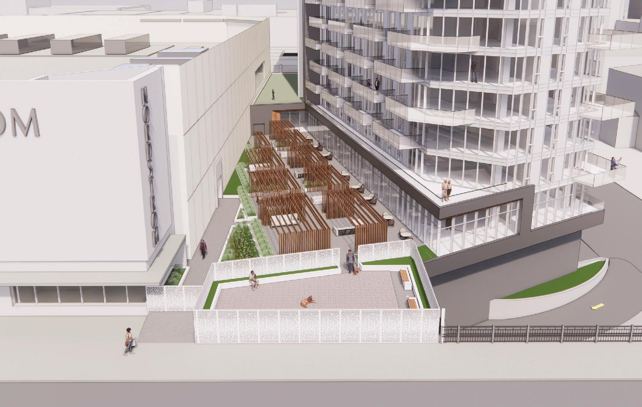 Rendering of building from page 16 of the file '2021-11-16 - Design Brief - D07-12-21-0197'