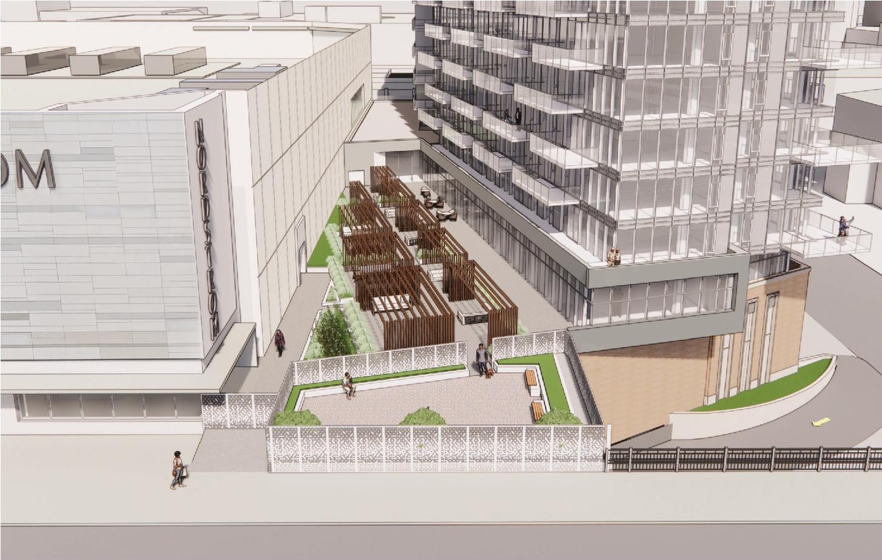 Rendering of building from page 19 of the file '2022-05-03 - Design Brief - D07-12-21-0197'