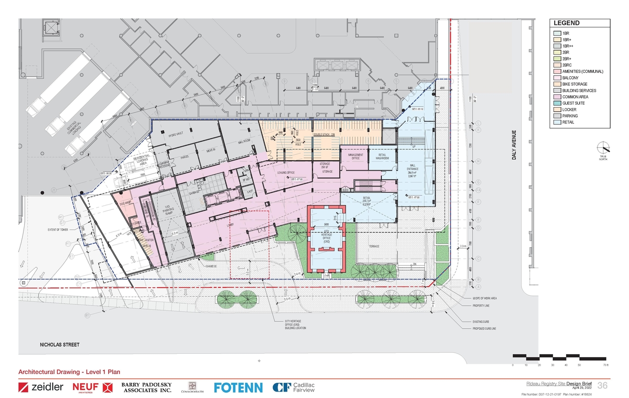Construction site plan for project from page 36 of the file '2022-05-03 - Design Brief - D07-12-21-0197'