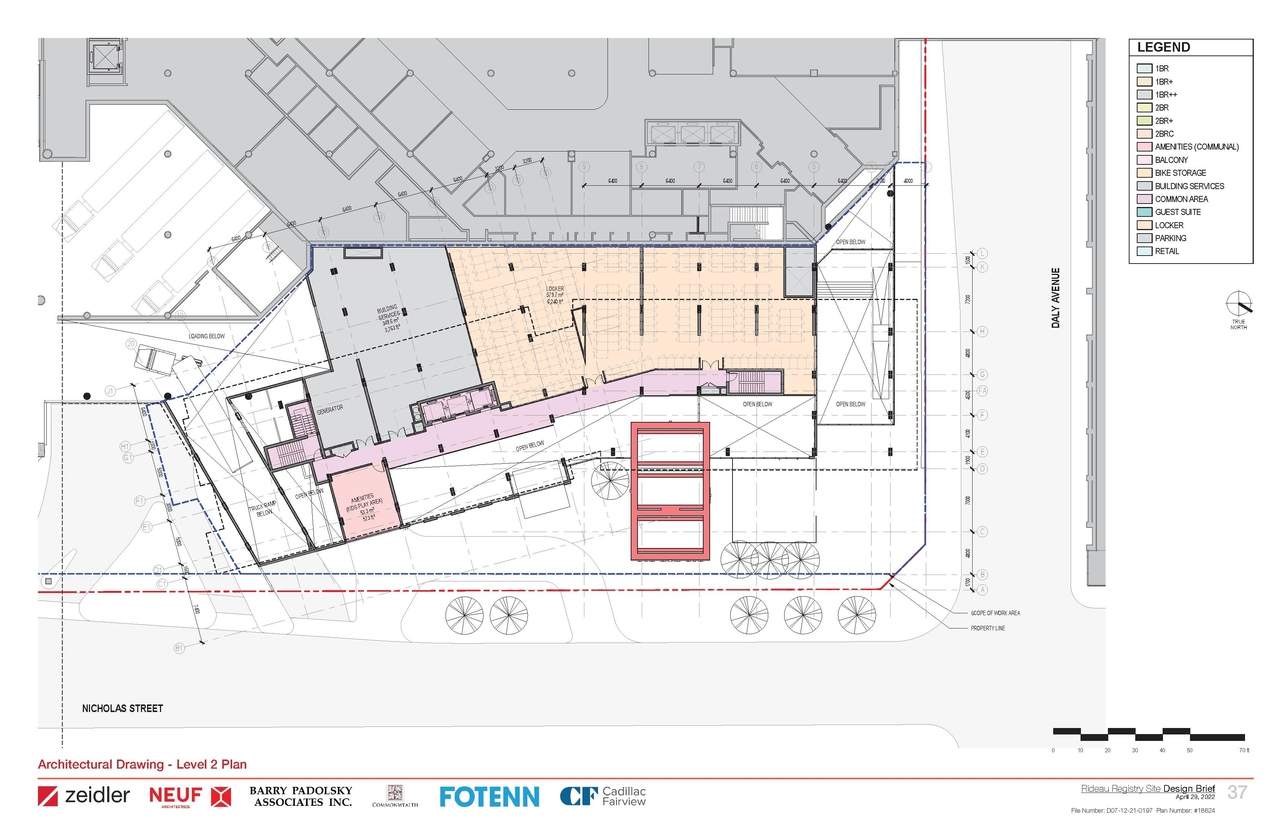 Construction site plan for project from page 37 of the file '2022-05-03 - Design Brief - D07-12-21-0197'