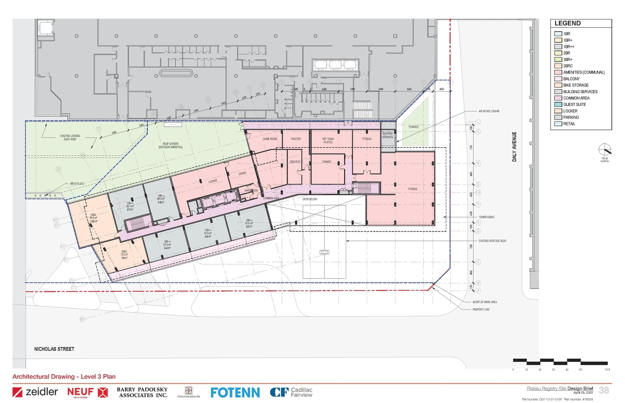 Construction site plan for project from page 38 of the file '2022-05-03 - Design Brief - D07-12-21-0197'