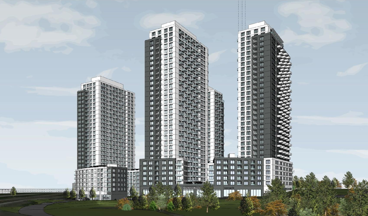Rendering of building from page 1 of the file '2021-11-18 - Planning Rationale & Design Brief - D07-12-21-0202'