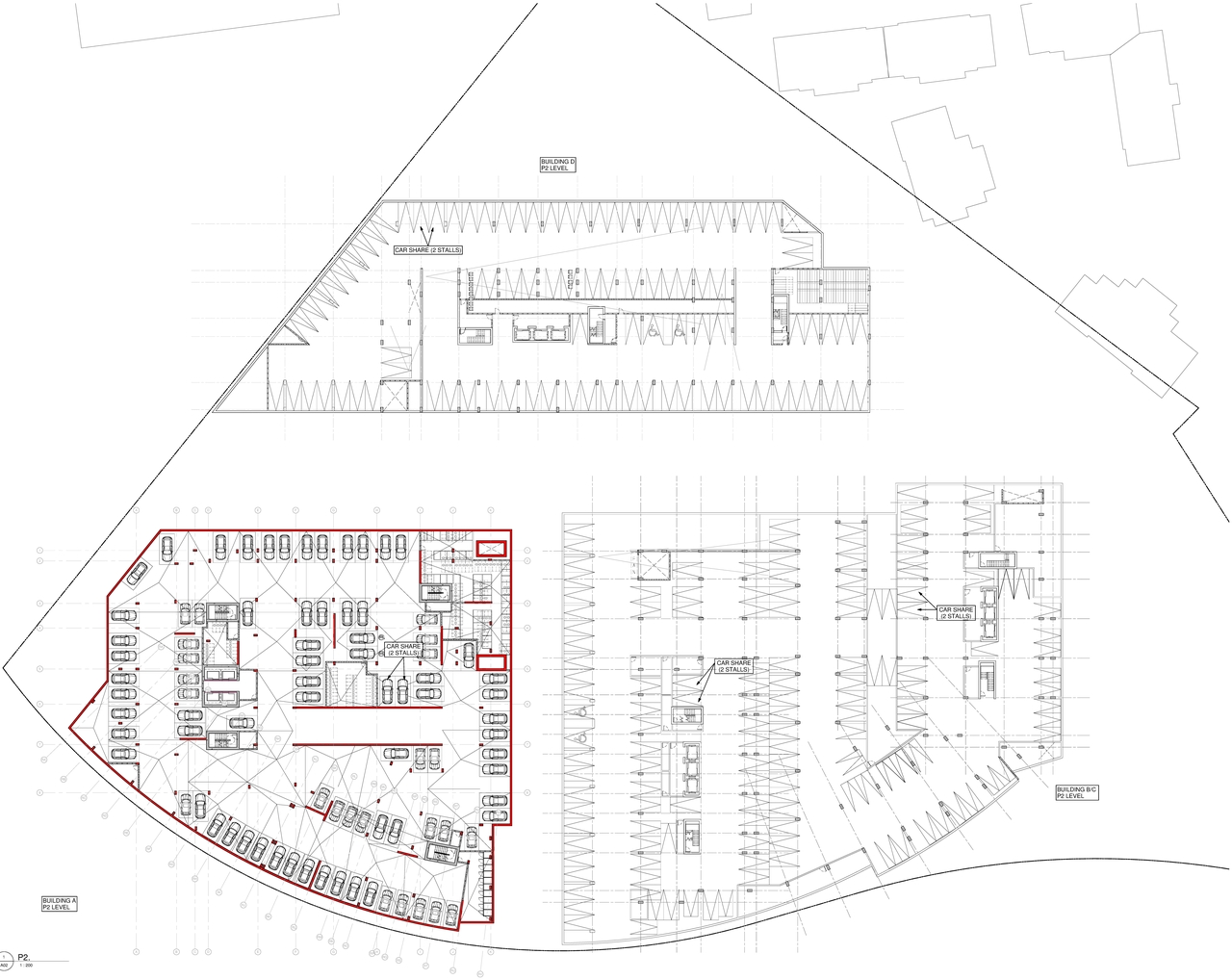 Construction site plan for project from page 1 of the file '2023-01-31 - FLOOR PLAN- P2 - D07-12-21-0202'
