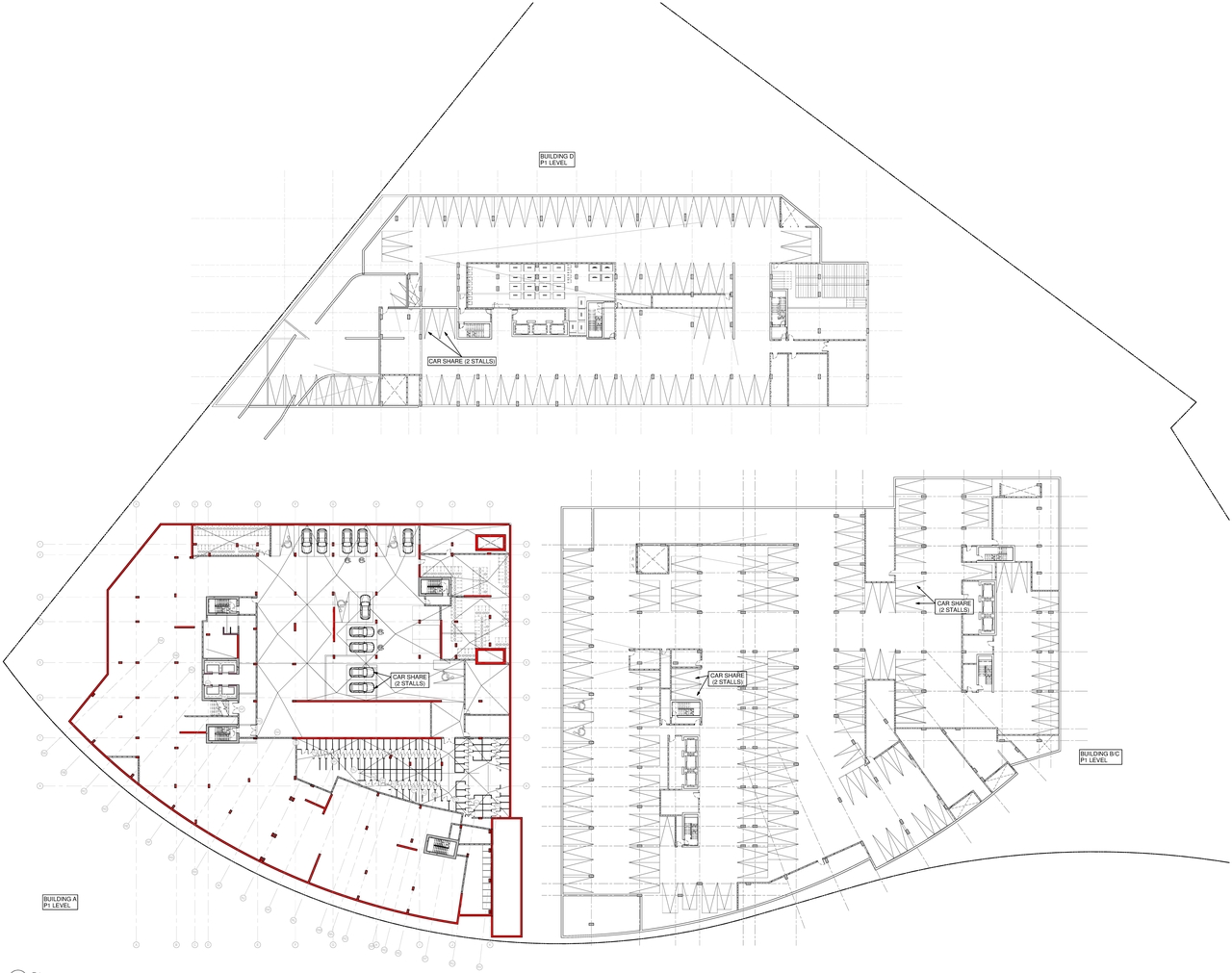 Construction site plan for project from page 1 of the file '2023-01-31 - FLOOR PLAN- P1 - D07-12-21-0202'