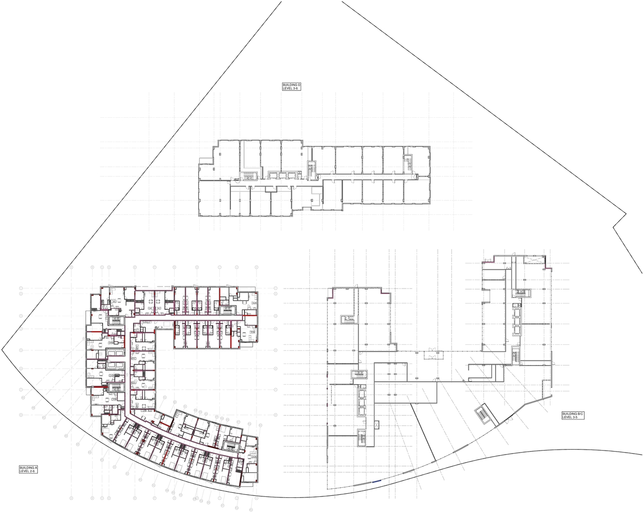 Construction site plan for project from page 1 of the file '2023-01-31 - FLOOR PLAN- LEVEL 2-6 - D07-12-21-0202'