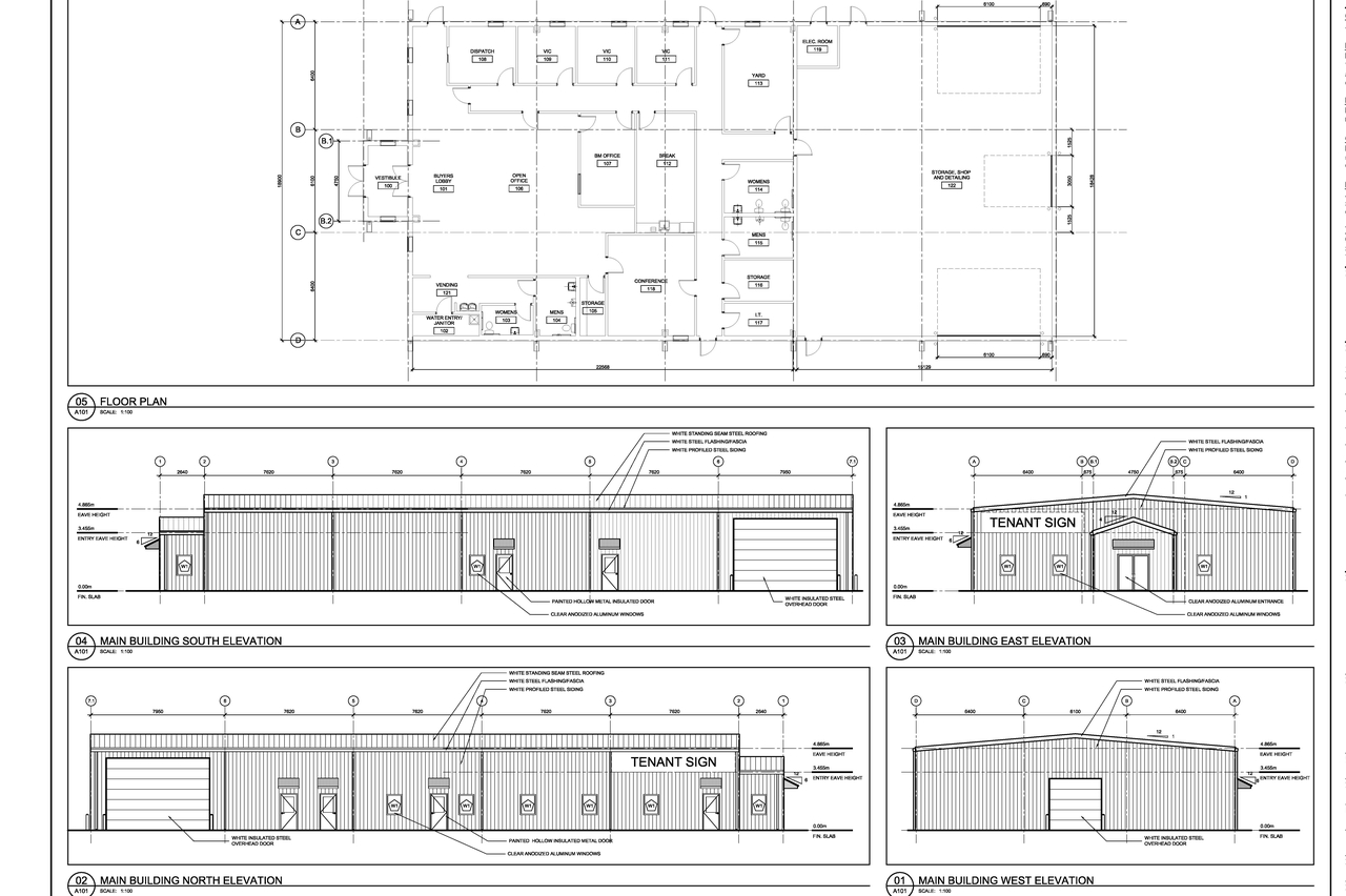 Image from page 1 of the file '2024-08-19 - Main Building & Shed Floor Plan and Elevations - D07-12-21-0205'