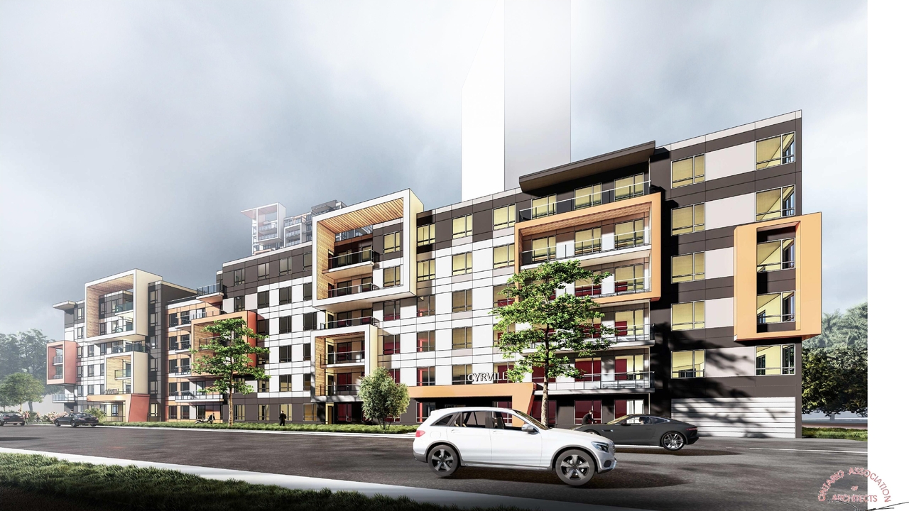 Rendering of building from page 15 of the file '2023-09-28 - Design Brief - D07-12-21-0214'