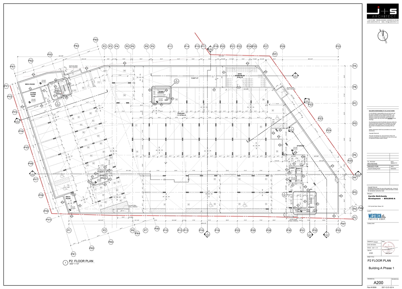 Floor plan for project from page 1 of the file '2024-07-02 - Roof and Floor Plans - Building A Phase 1 - D07-12-21-0214'