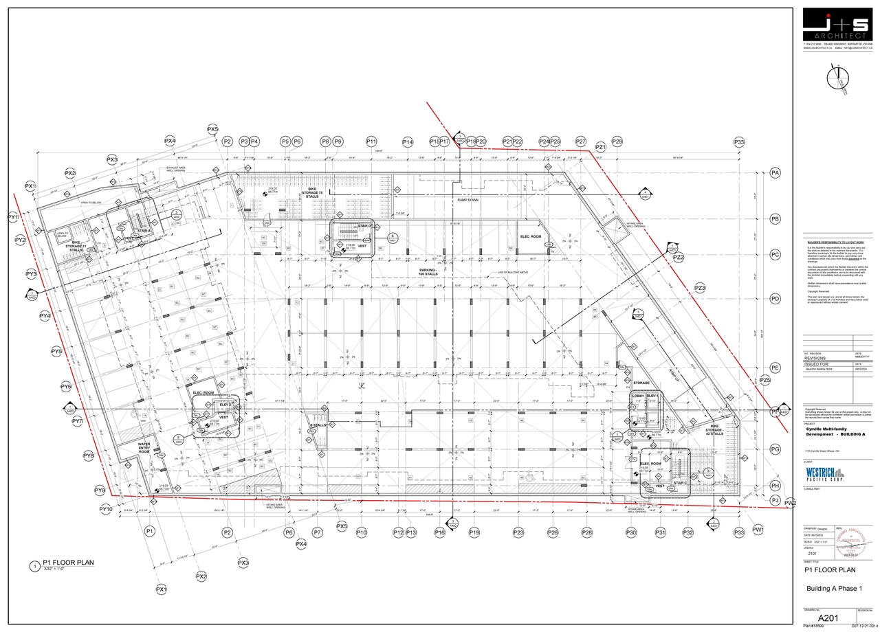 Floor plan for project from page 2 of the file '2024-07-02 - Roof and Floor Plans - Building A Phase 1 - D07-12-21-0214'