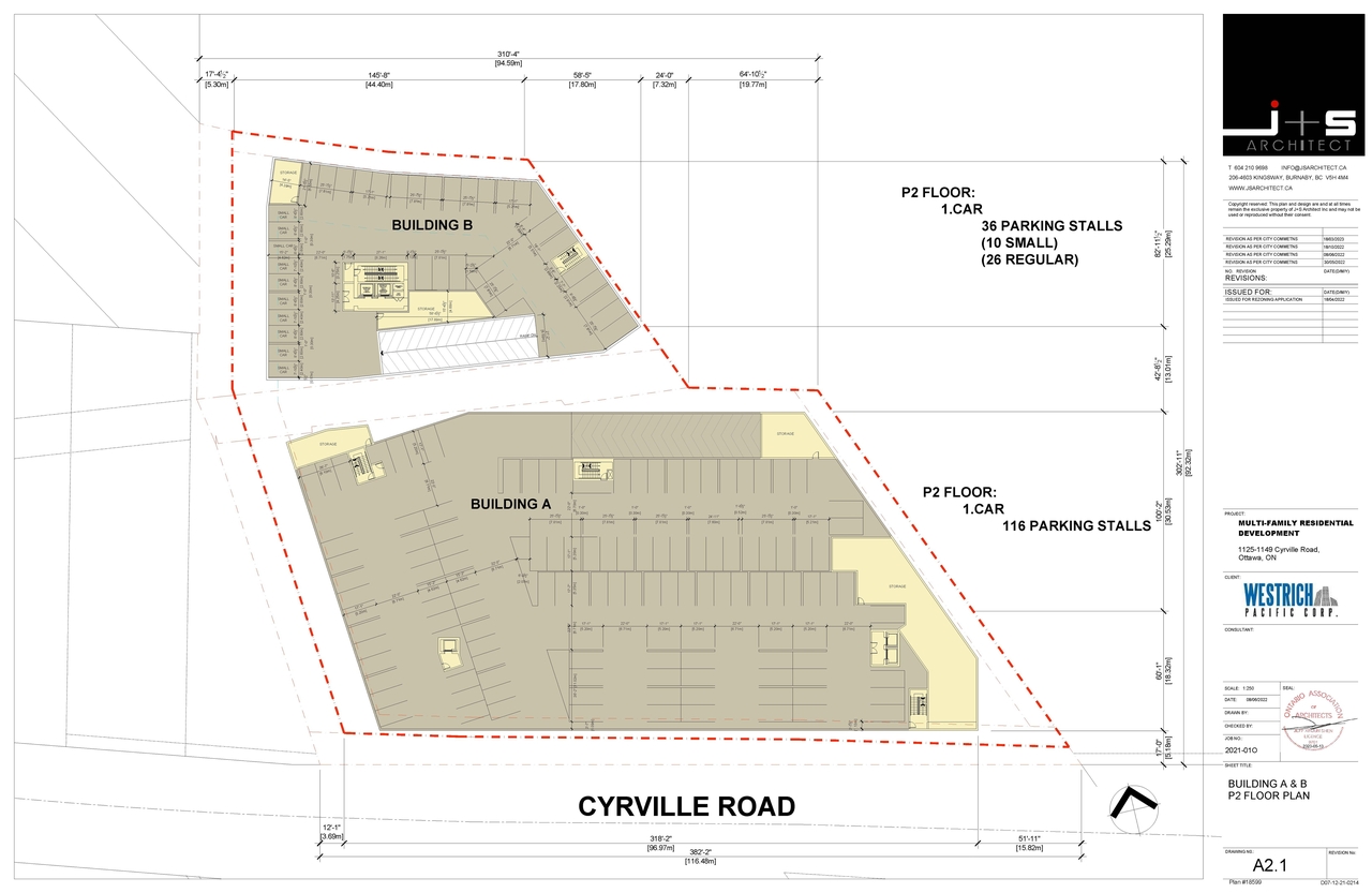 Construction site plan for project from page 2 of the file '2024-07-02 - Roof and Floor Plans - Phase 1 & 2 - D07-12-21-0214'