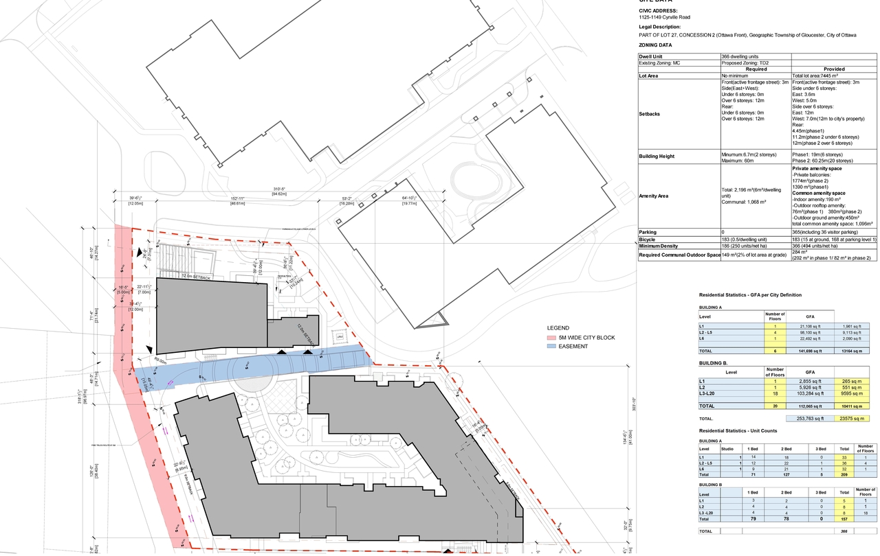 Construction site plan for project from page 1 of the file '2023-09-28 - Floor, Elevation and View Plans - D07-12-21-0214'