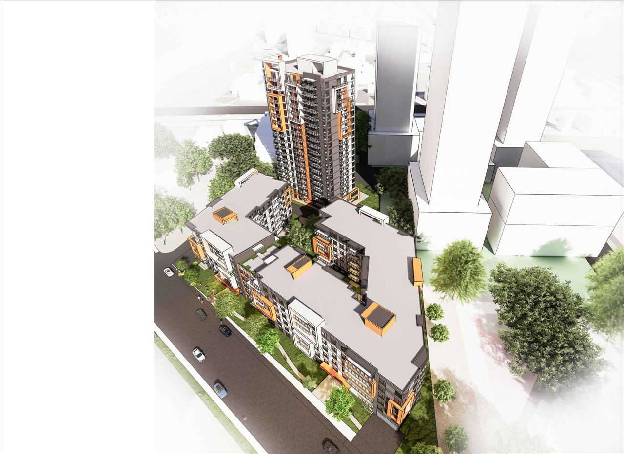 Rendering of building from page 1 of the file '2022-12-05 - Aerial View A52 - D07-12-21-0214'