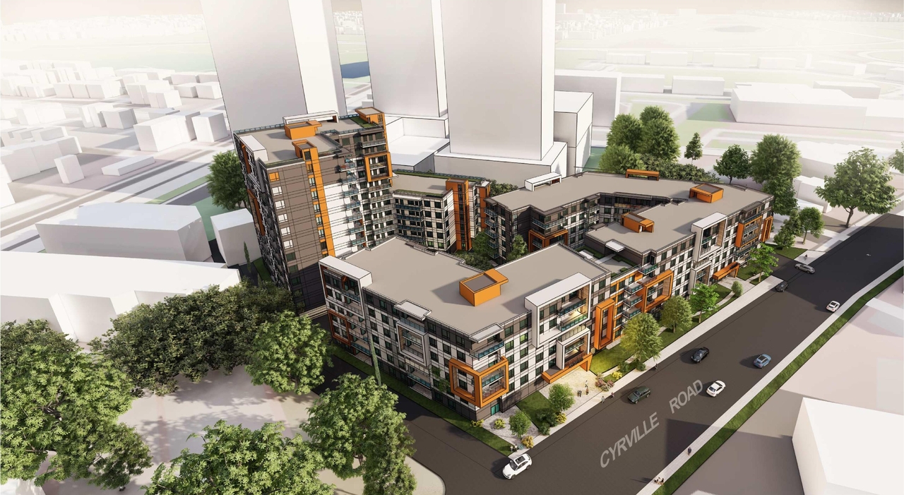 Rendering of building from page 10 of the file '2021-11-26 - Design Brief - D07-12-21-0214'