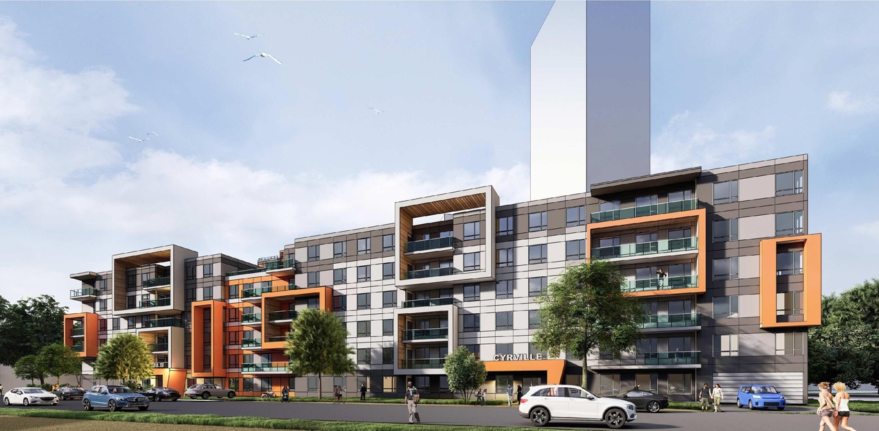 Rendering of building from page 12 of the file '2021-11-26 - Design Brief - D07-12-21-0214'