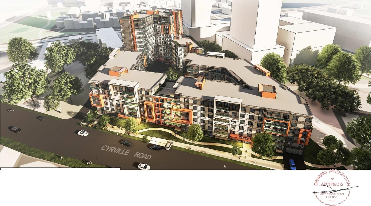 Rendering of building from page 7 of the file '2021-11-26 - Design Brief - D07-12-21-0214'