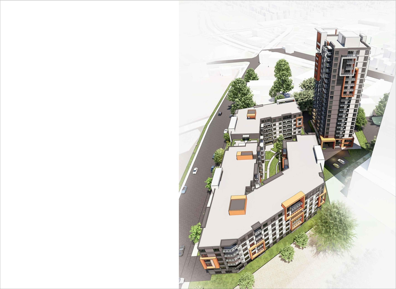 Rendering of building from page 1 of the file '2022-12-05 - Aerial Views Sheet A54 - D07-12-21-0214'