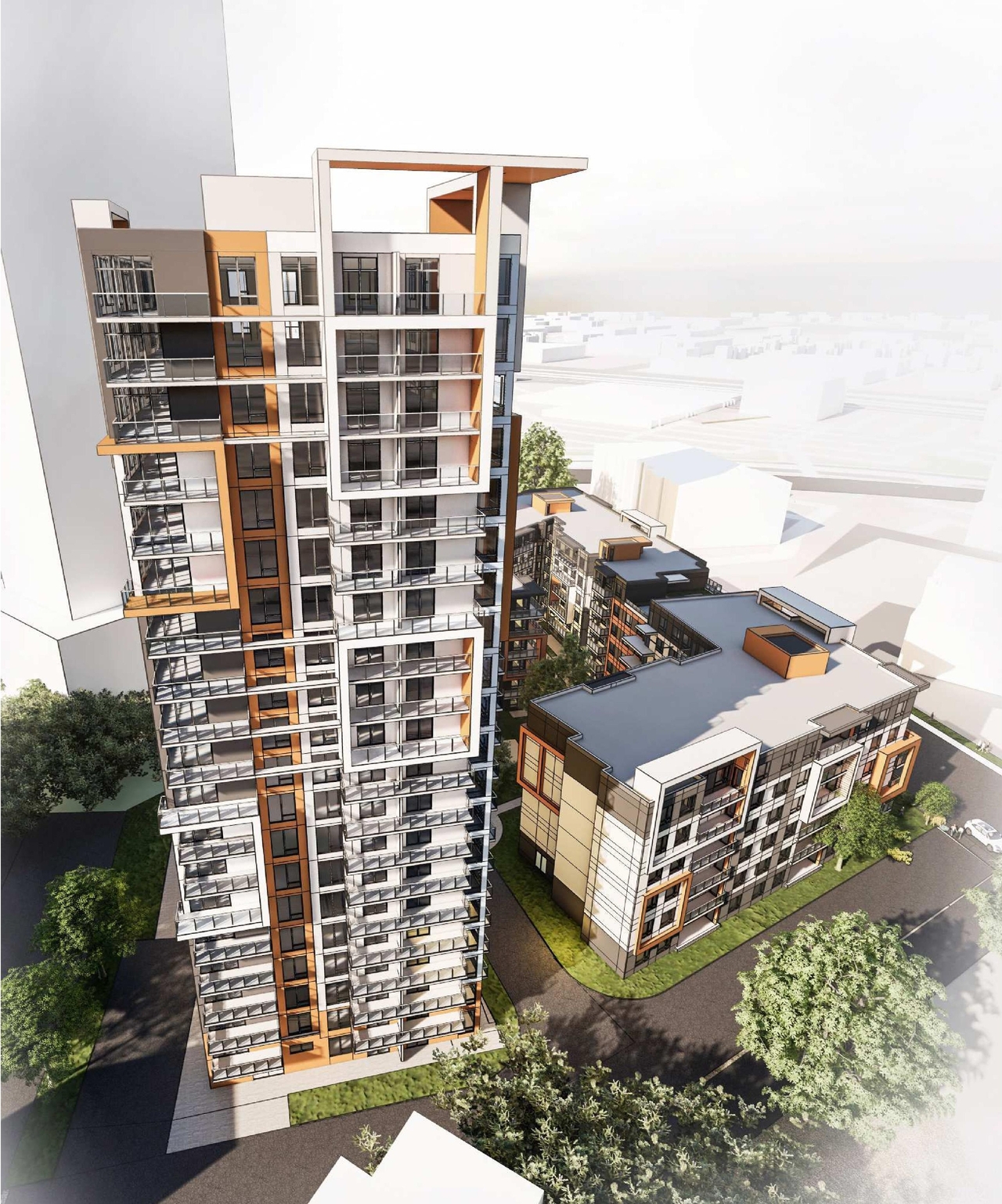 Rendering of building from page 13 of the file '2022-07-12 - Design Brief - D07-12-21-0214'