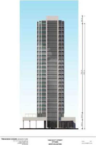 Rendering of building from page 22 of the file '2022-10-03 - Urban Design Brief - D07-12-21-0216'