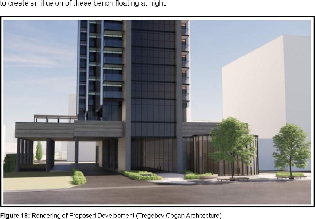 Rendering of building from page 24 of the file '2022-10-03 - Urban Design Brief - D07-12-21-0216'