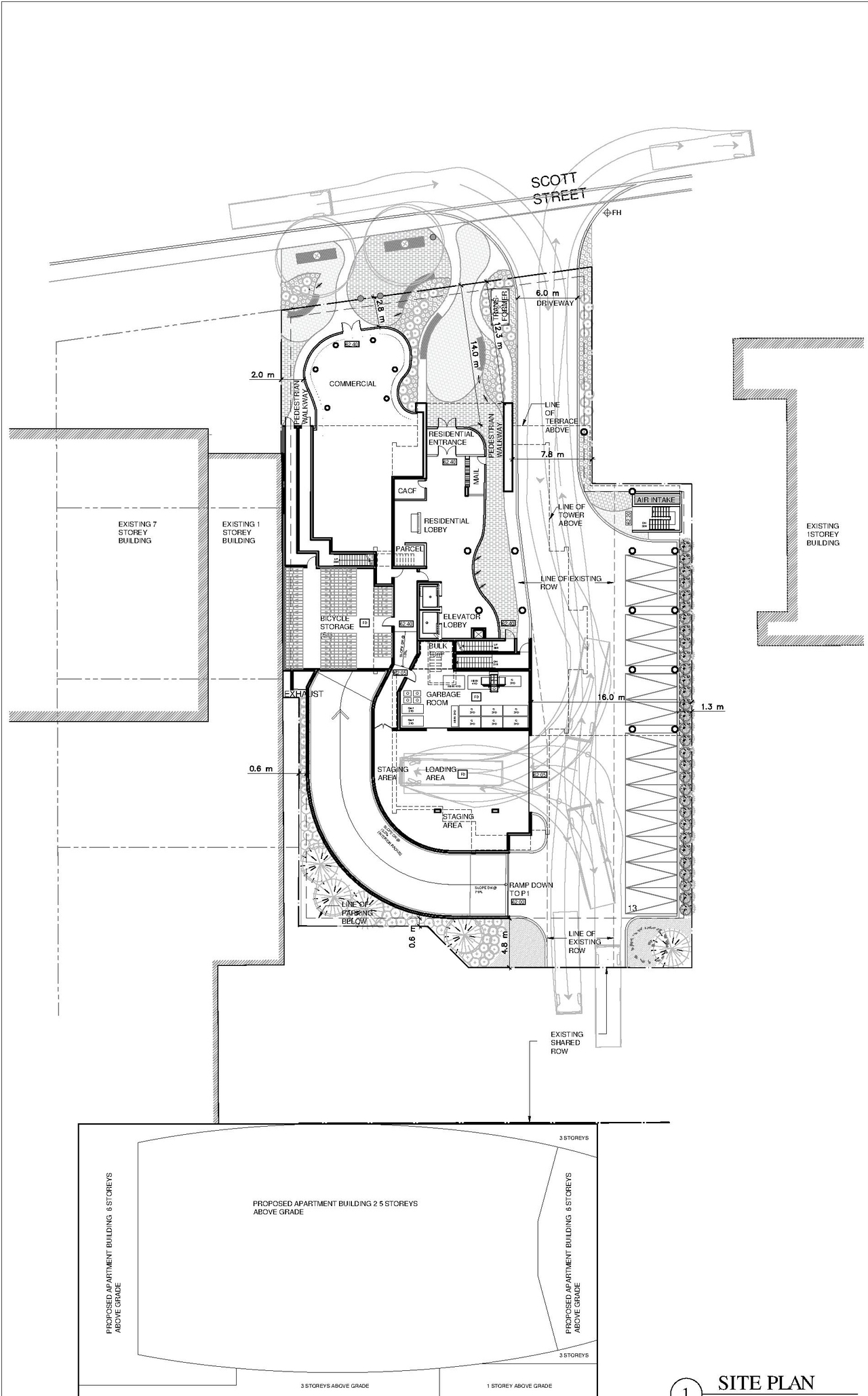 Construction site plan for project from page 29 of the file '2022-10-03 - Urban Design Brief - D07-12-21-0216'