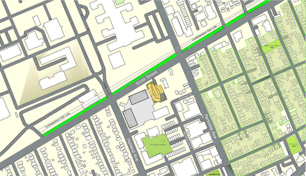 Construction site plan for project from page 44 of the file '2022-10-03 - Urban Design Brief - D07-12-21-0216'