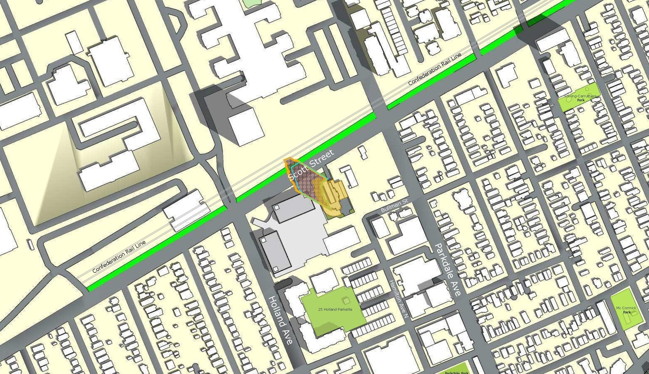 Construction site plan for project from page 71 of the file '2022-10-03 - Urban Design Brief - D07-12-21-0216'