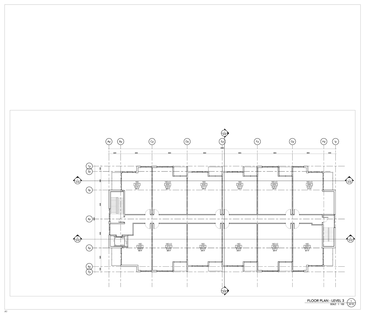 Floor plan for project from page 10 of the file '2021-12-24 - Floor Plans and Elevations (Commercial Blocks A through D) - D07-12-21-0224'