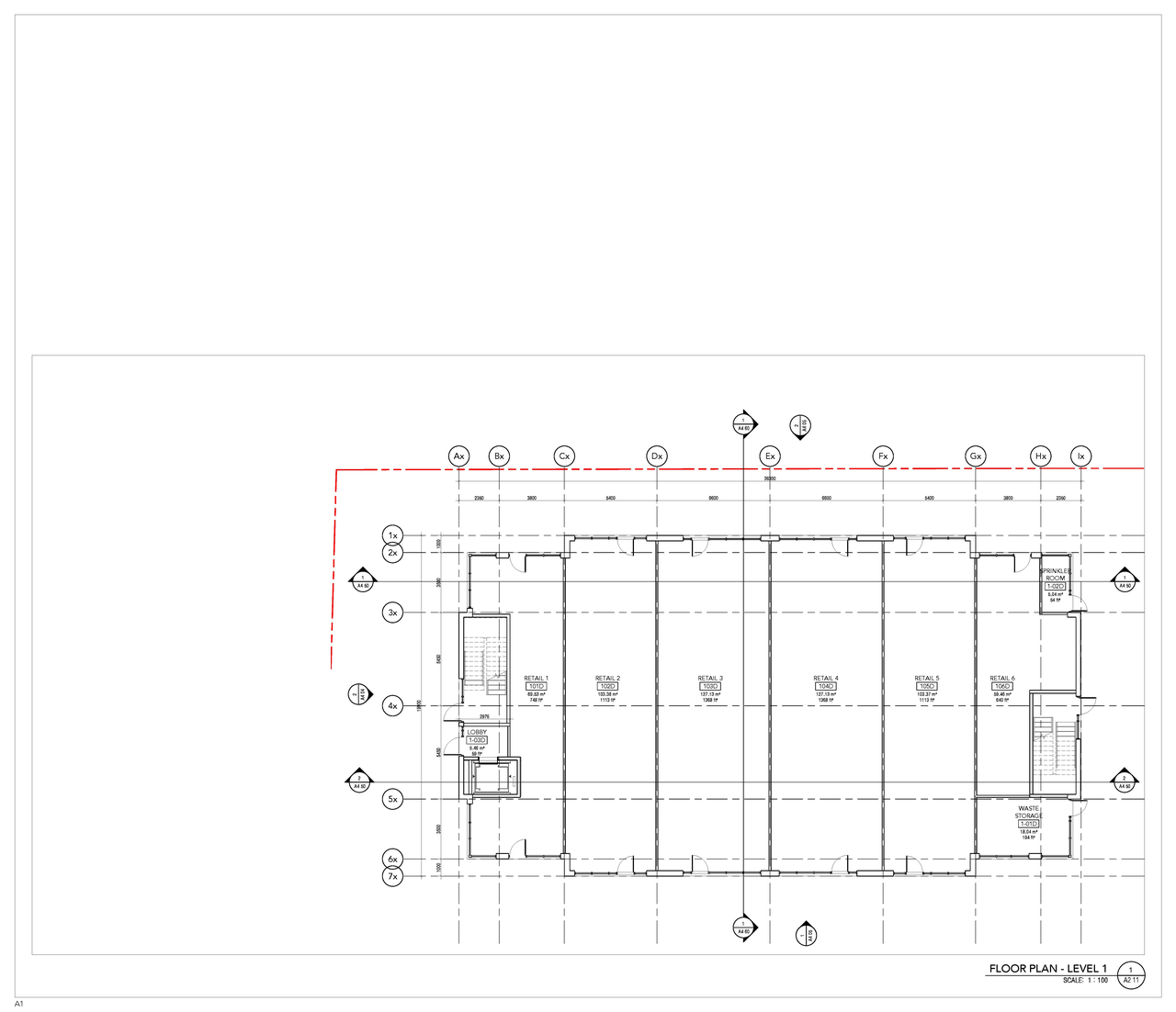 Floor plan for project from page 13 of the file '2021-12-24 - Floor Plans and Elevations (Commercial Blocks A through D) - D07-12-21-0224'