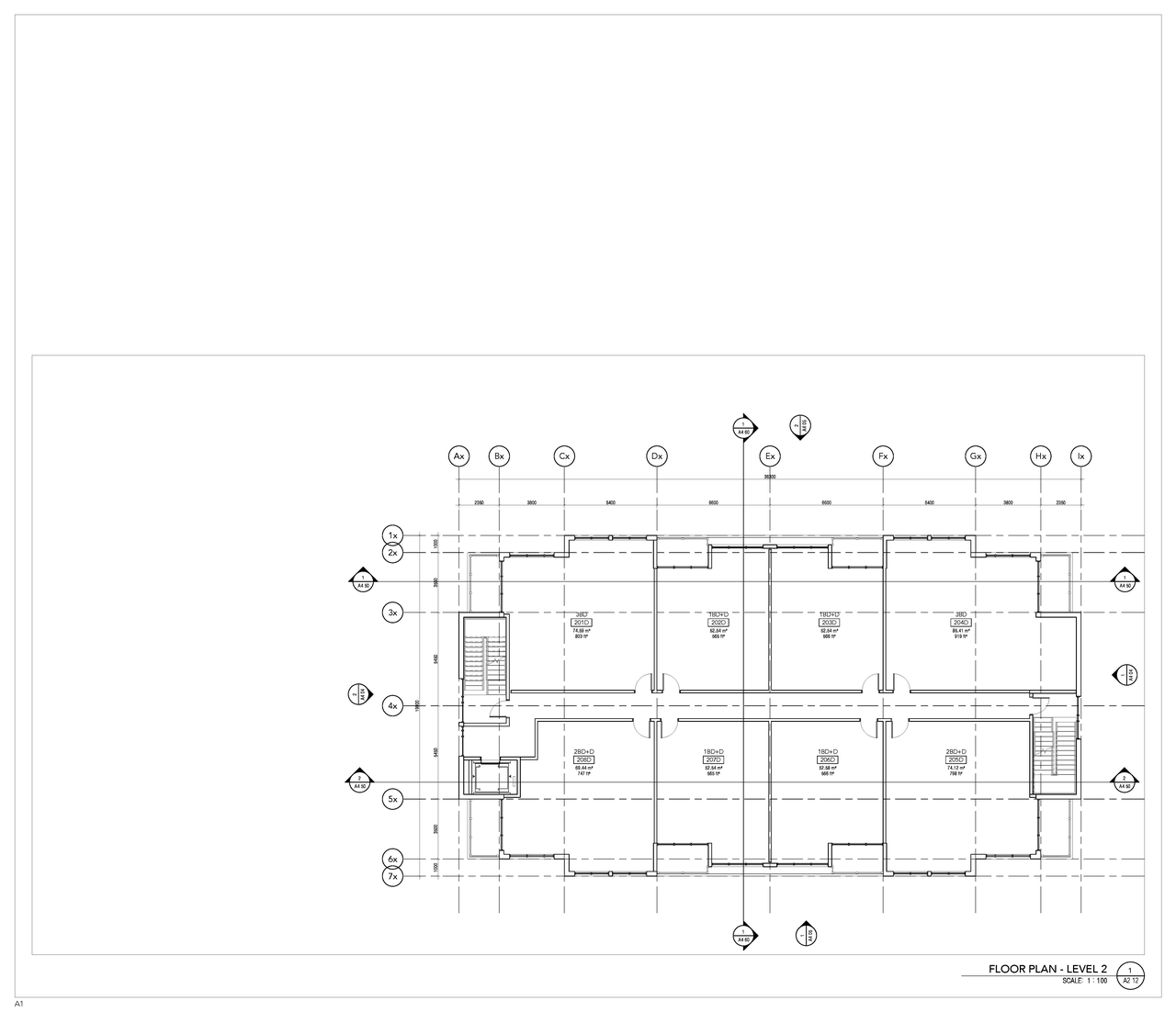 Floor plan for project from page 14 of the file '2021-12-24 - Floor Plans and Elevations (Commercial Blocks A through D) - D07-12-21-0224'
