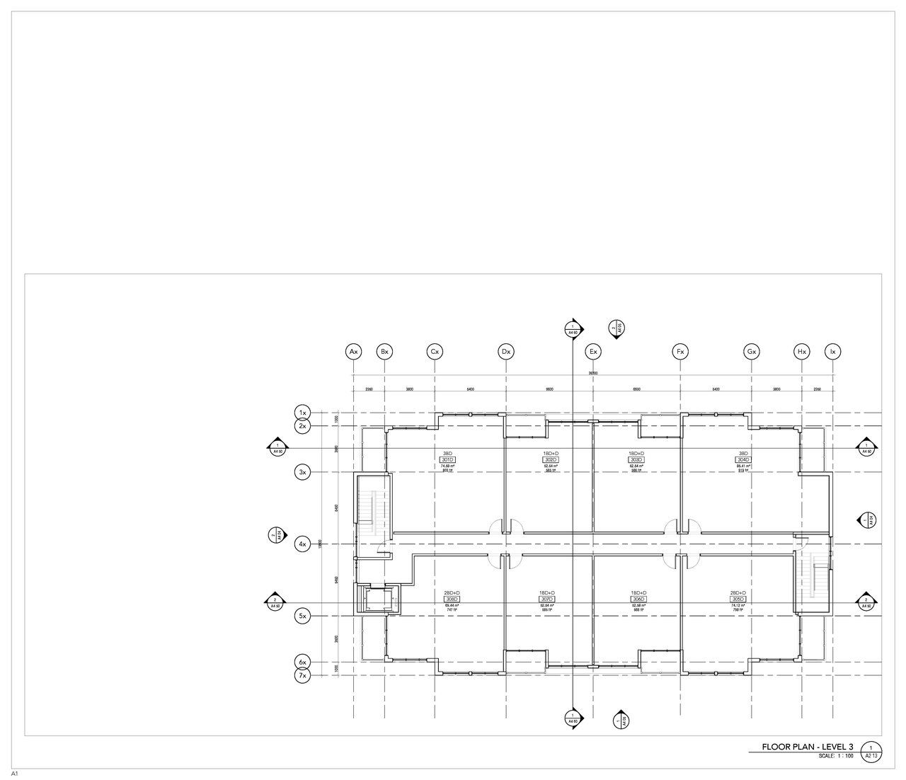 Floor plan for project from page 15 of the file '2021-12-24 - Floor Plans and Elevations (Commercial Blocks A through D) - D07-12-21-0224'
