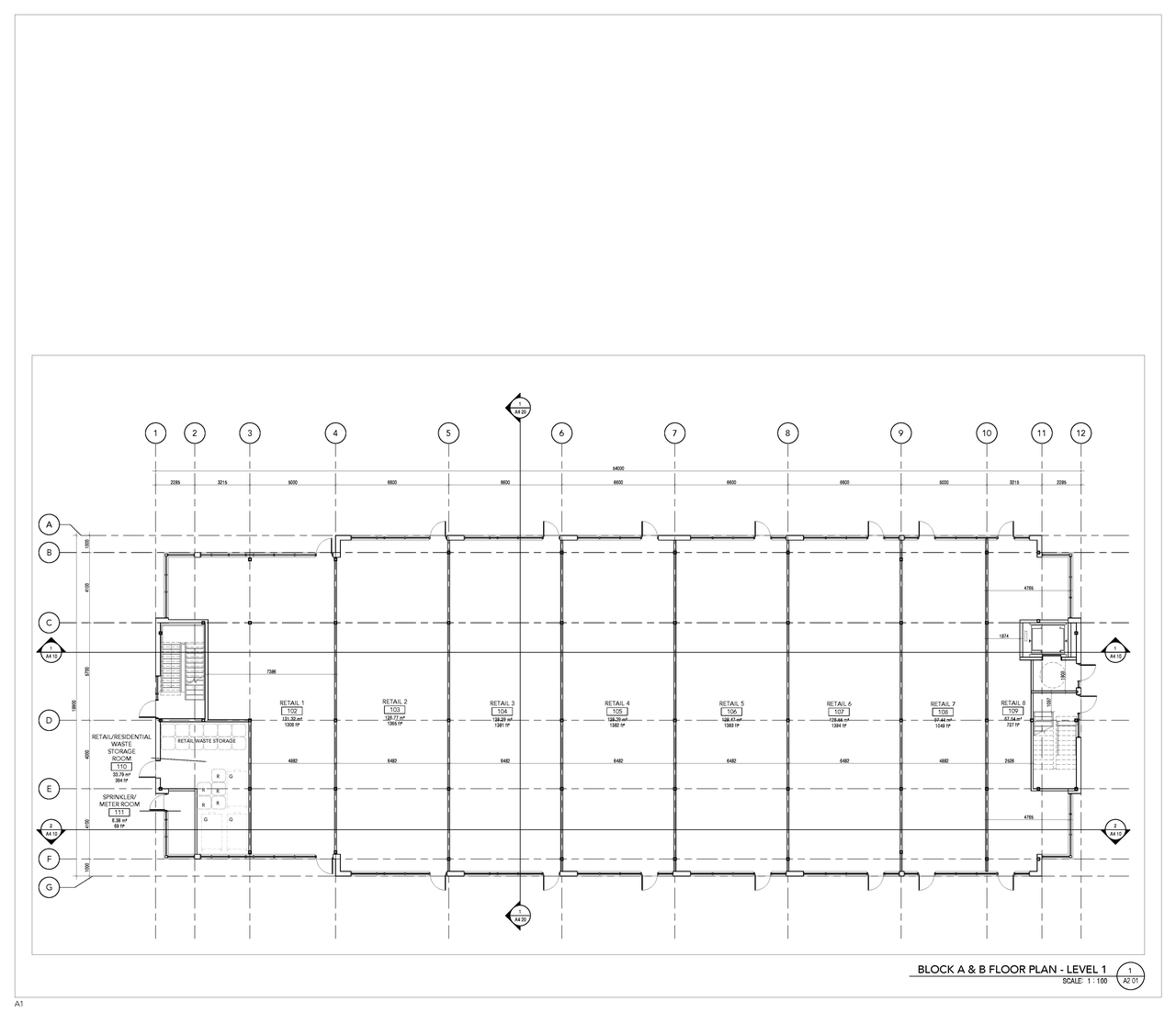 Floor plan for project from page 3 of the file '2021-12-24 - Floor Plans and Elevations (Commercial Blocks A through D) - D07-12-21-0224'