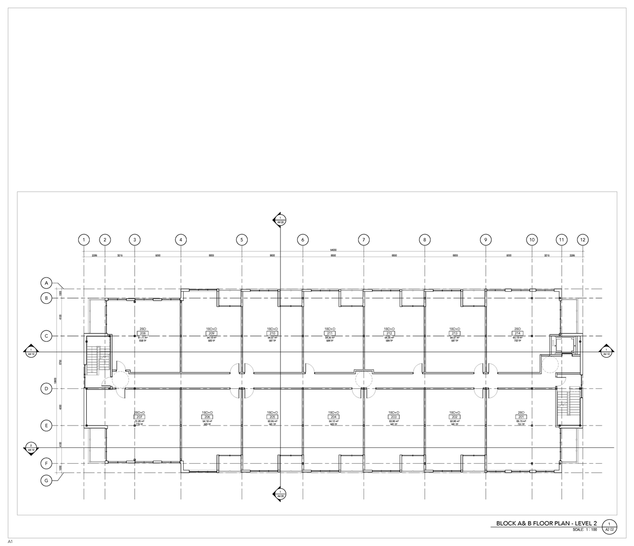 Floor plan for project from page 4 of the file '2021-12-24 - Floor Plans and Elevations (Commercial Blocks A through D) - D07-12-21-0224'