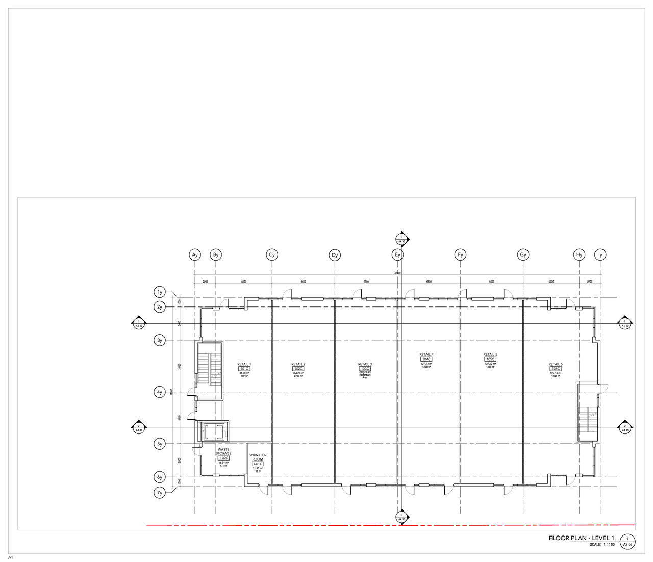 Floor plan for project from page 8 of the file '2021-12-24 - Floor Plans and Elevations (Commercial Blocks A through D) - D07-12-21-0224'