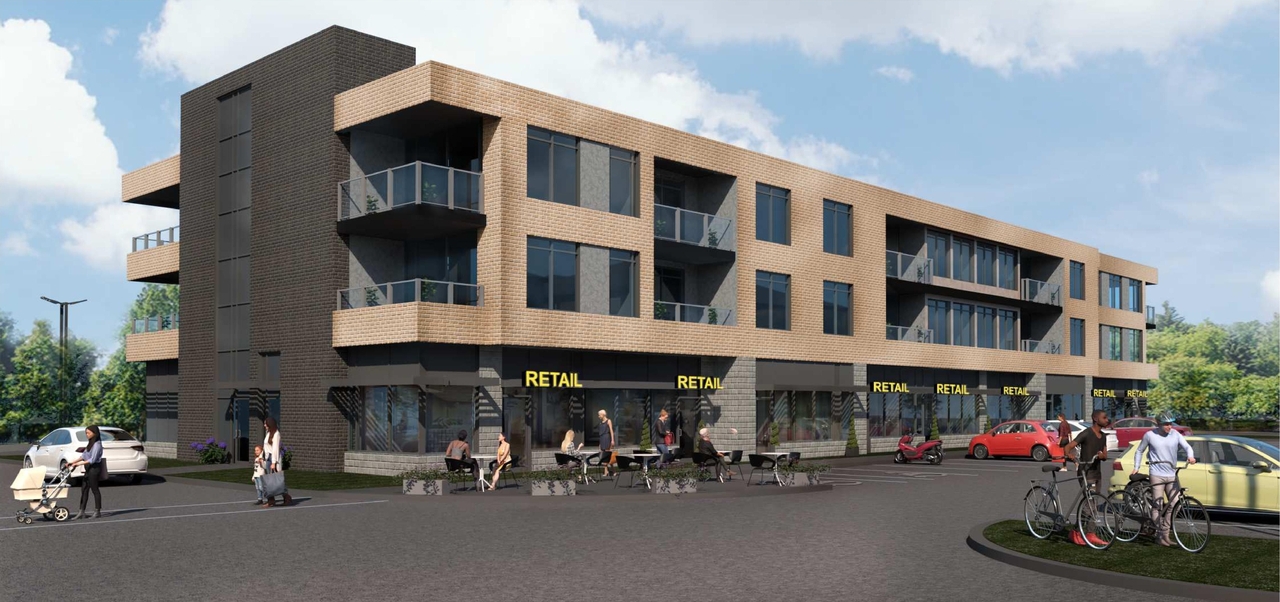 Rendering of building from page 3 of the file '2021-12-24 - Graphic Site Plan and Renderings - D07-12-21-0224'