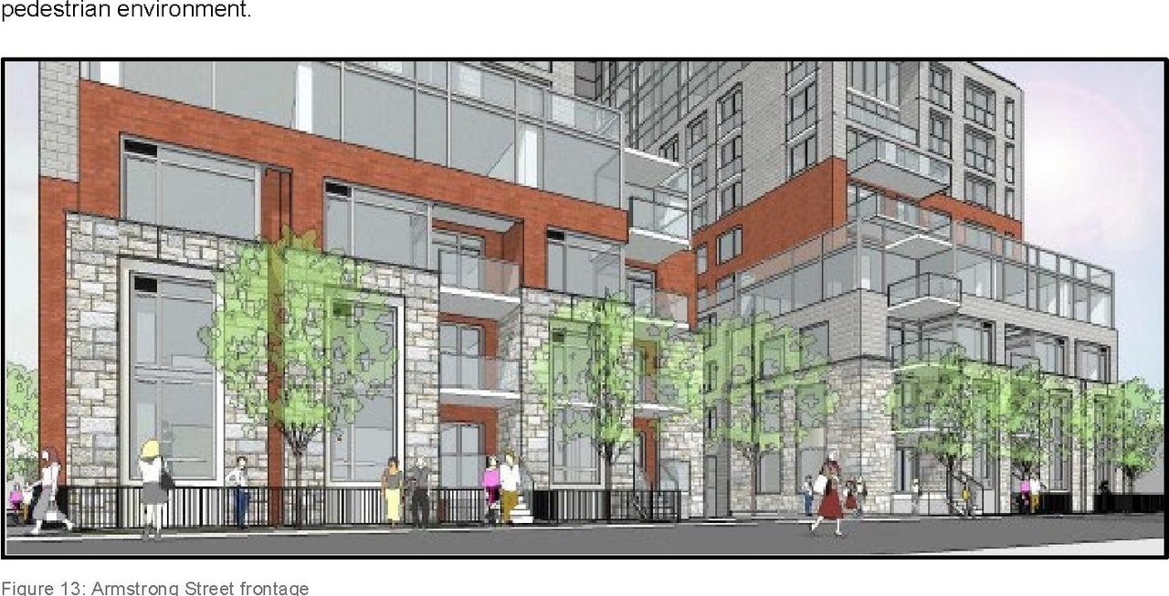 Rendering of building from page 14 of the file '2022-03-28 - Planning Rationale and Design Brief - D07-12-21-0228'