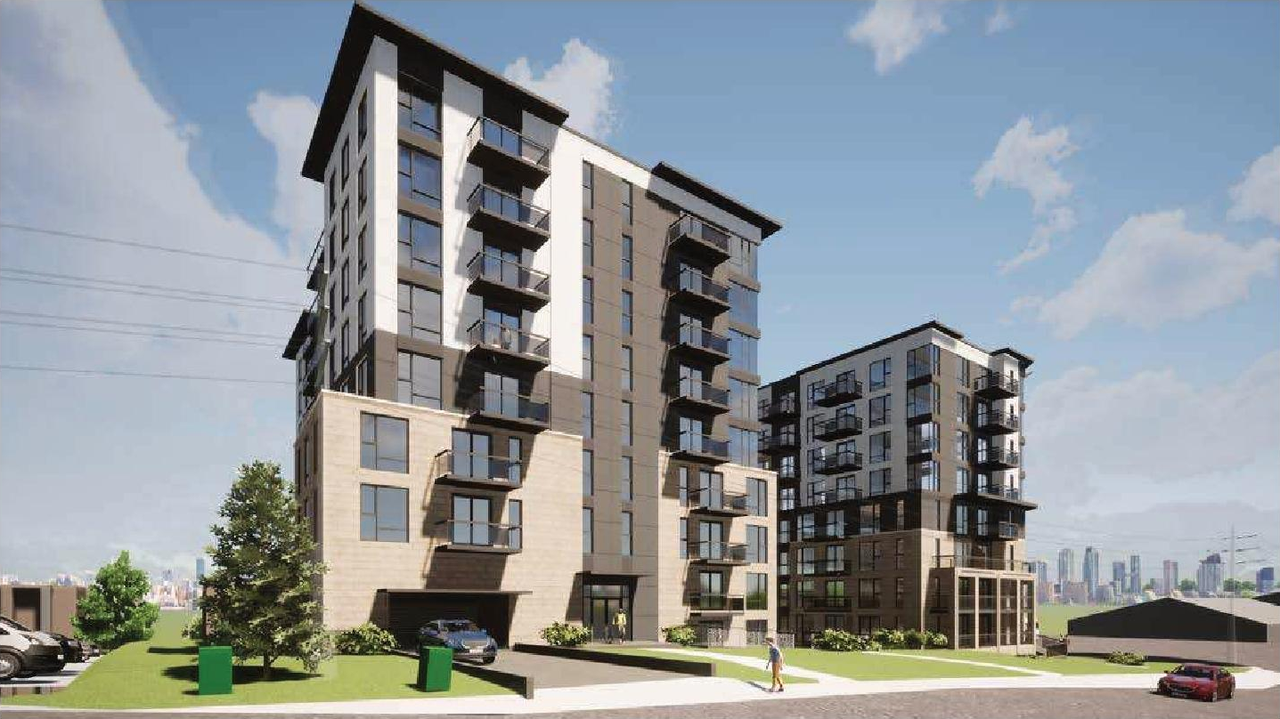 Rendering of building from page 19 of the file '2022-05-17 - Architectural Design Brief - D07-12-21-0229'
