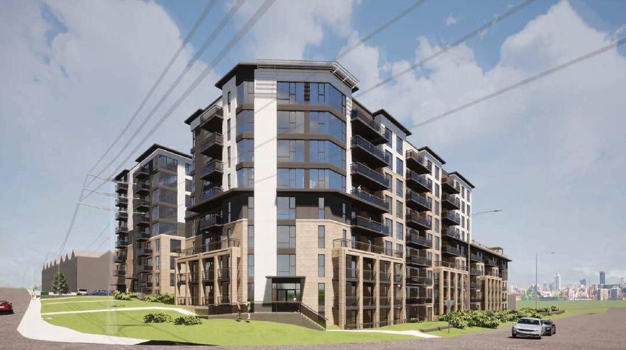 Rendering of building from page 19 of the file '2022-05-17 - Architectural Design Brief - D07-12-21-0229'