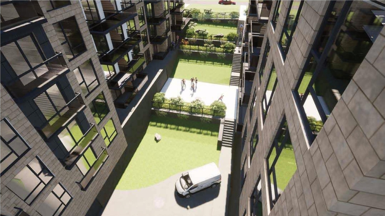 Rendering of building from page 20 of the file '2022-05-17 - Architectural Design Brief - D07-12-21-0229'