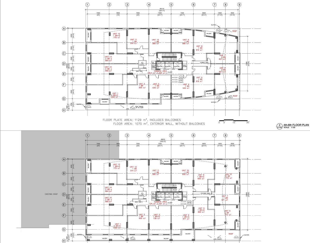 Construction site plan for project from page 1 of the file '2022-11-28 - 6th floor plans - D07-12-22-0004'