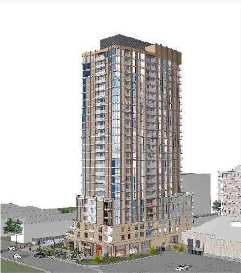 Rendering of building from page 3 of the file '2022-01-13 - Design Brief - D07-12-22-0004'