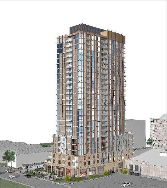 Rendering of building from page 3 of the file '2022-01-13 - Design Brief - D07-12-22-0004'